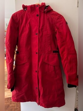 The North Face Red Goose Down Winter Parka Hooded Multi-Pocket Small